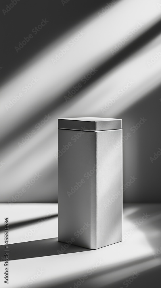 Poster stylish minimalist container with shadows highlighting its modern design.