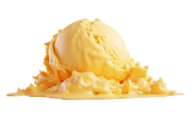 Delicious scoop of yellow ice cream, melting with tempting sweetness