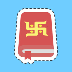 Cutting line sticker holy book. Buddhism and vesak elements.