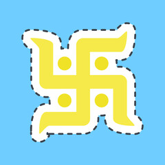 Cutting line sticker swastika. Buddhism and vesak elements.