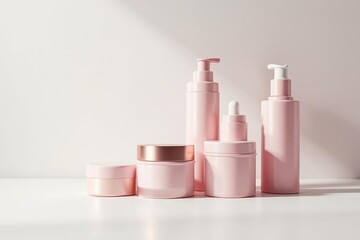 Elegant cosmetic containers, pristine white backdrop , background, bottle