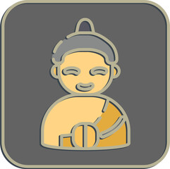 Icon buddha. Buddhism and vesak elements. Icon in embossed style.