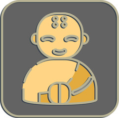 Icon monk. Buddhism and vesak elements. Icon in embossed style.