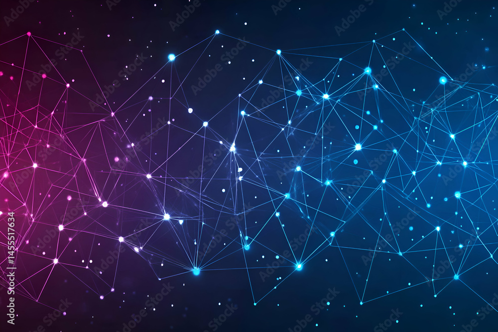 Poster abstract network connection background, glowing nodes and lines, futuristic digital technology conce