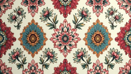 Intricate floral damask pattern in muted tones , decoration, texture, tapestry