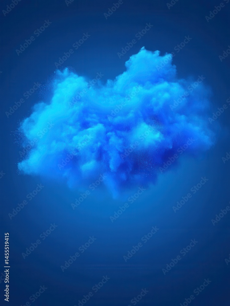 Poster a vibrant azure cloud floating in serene blue space abstract background design element