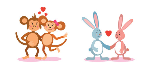 Naklejka premium Hand drawn valentines day animal couple