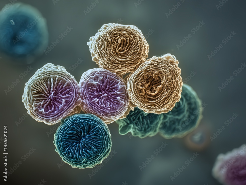 Poster detailed microscopic view of complex biological structures.