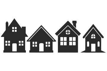 set of House vector silhouette illustration isolated on white background
