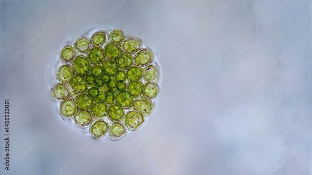 Poster close-up view of microscopic algae cluster.