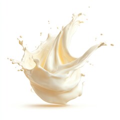 Fototapeta premium Creamy Liquid Swirls and Splashes Against a Clean White Background