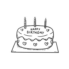 Hand-drawn Vintage birthday cake illustration for invitation 