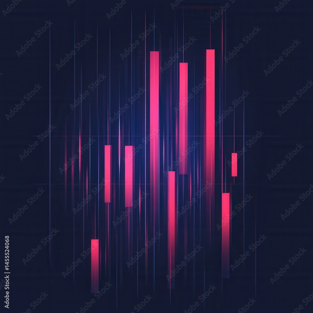 Poster abstract glowing bars on dark background with vertical lines and motion blur effect