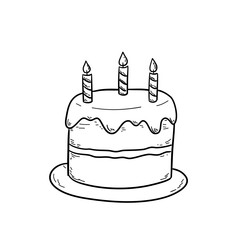 Hand-drawn Vintage birthday cake illustration for invitation 