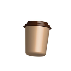 A tan disposable coffee cup with a brown lid. Stock Illustration