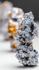 Silver and Gold Mineral Specimen Close Up with Detailed Texture and Metallic Luster for Geological Study