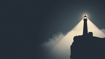 Luminous Lighthouse Stands Tall on a Dark Clifftop