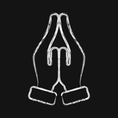 Icon prayer. Buddhism and vesak elements. Icon in chalk style.