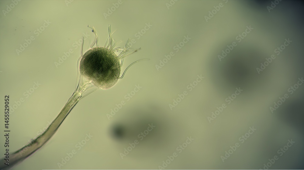Poster close-up microscopic view of a fungal structure.