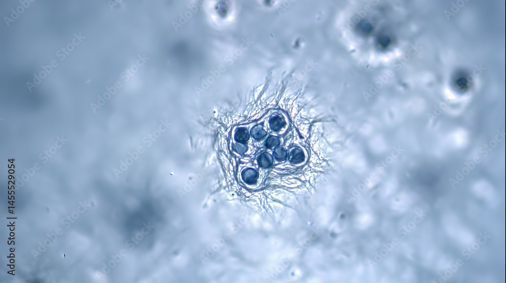 Poster close-up microscopic view of cellular structures.