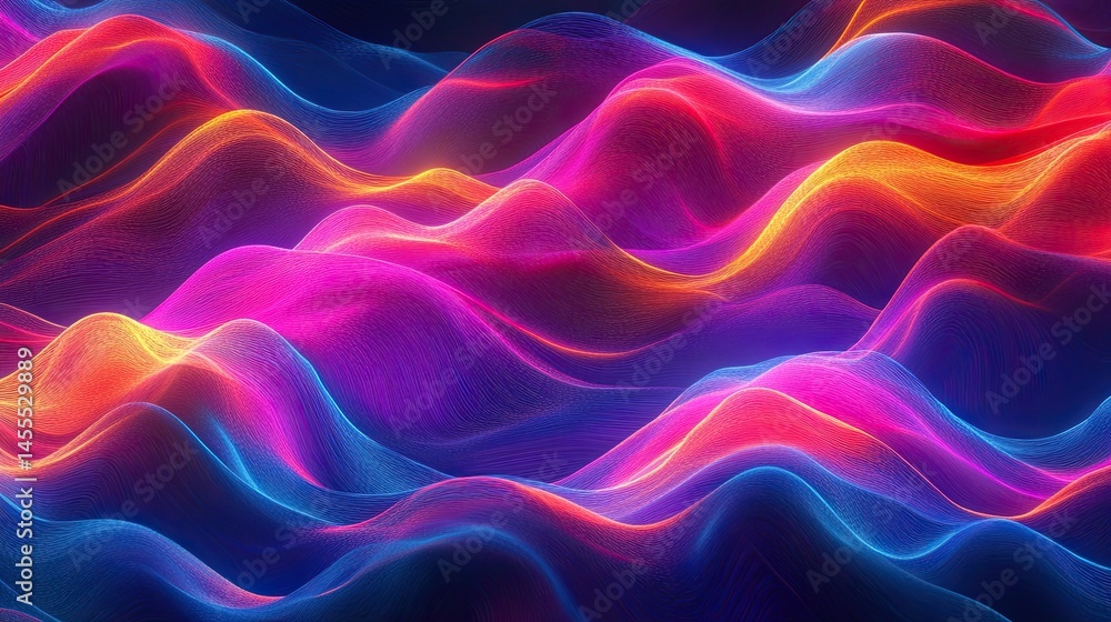 Aufkleber vivid abstract gradients with glowing lines form fluid and captivating waves