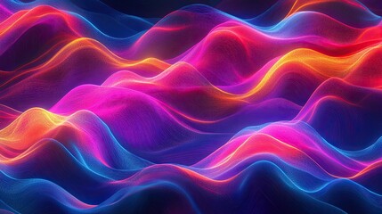 Fototapeta premium Vivid abstract gradients with glowing lines form fluid and captivating waves
