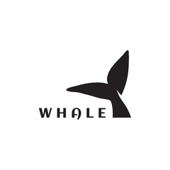 Save whale. Black silhouette of a whale tail. Simple black whale animal template logo creative design. Killer underwater animal. Logo for business, identity and branding