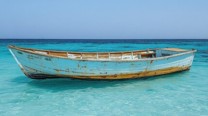 Old fishing boat on turquoise water