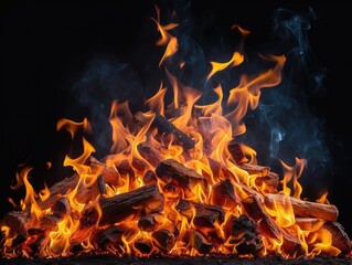 "Blazing Flames Against a Dark Backdrop"