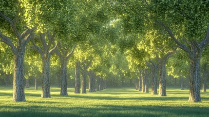 Obraz premium Lush trees in a sunlit grove
