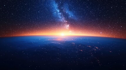 Earthrise from space, sunrise over continents