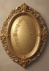 Gilded oval, floral border surrounds an aristocratic emblem  ,  baroque,  gold