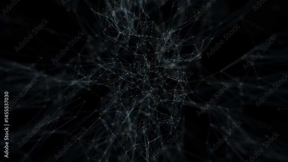Poster abstract network animation on background. animation of lines and dots connecting network concept. ne