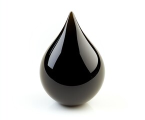 Fototapeta premium Isolated Black Oil Drop Reflecting Light Against White Background