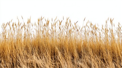 Fototapeta premium Golden Brown Grass Field Isolated on White Background