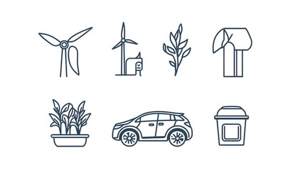Sustainable Living Icons Depict Eco Friendly Choices