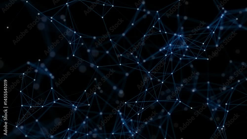 Poster abstract network animation on background. animation of lines and dots connecting network concept. ne