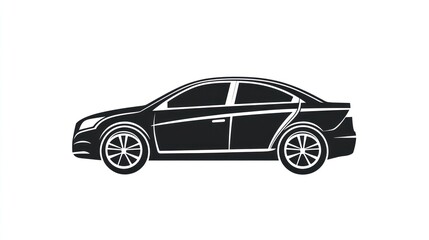 Fototapeta premium Sleek black sedan silhouette vector graphic automotive icon illustration