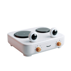 Fototapeta premium Cheerful Two-Burner Electric Cooker with Googly Eyes - 3D Render