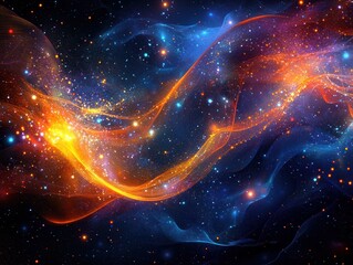 Obraz premium Ethereal Cosmic Flow of Light and Energy in a Starry Nebula Galaxy Space Abstract Art