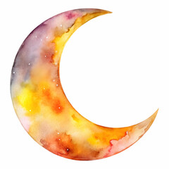 watercolor moon crescent isolated on white background
