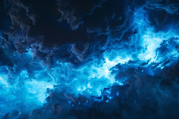 Ethereal Blue Smoke Clouds in Cosmic Light