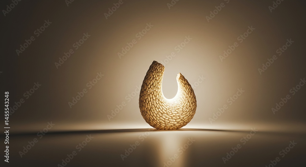 Aufkleber A lighted object with a curved shape sits on a table