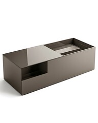 Naklejka premium Large brown table with a glass top and a drawer