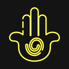 Icon hamsa. Buddhism and vesak elements. Icon in neon style.