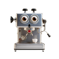 Surprised Espresso Machine Character Making Coffee
