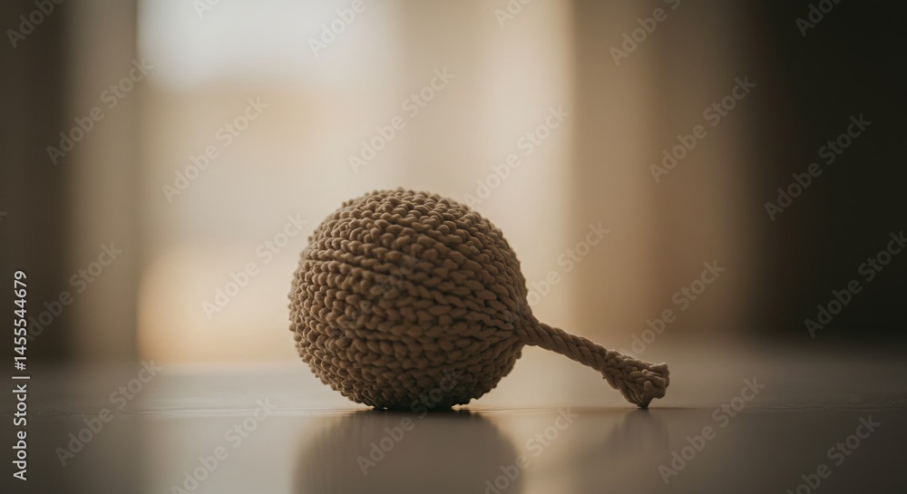 Aufkleber a small white object with a brown stem is sitting on a table