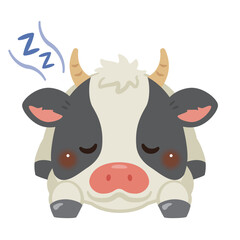 うつ伏せで眠るウシのイラスト