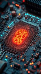 Circuit board with glowing chip