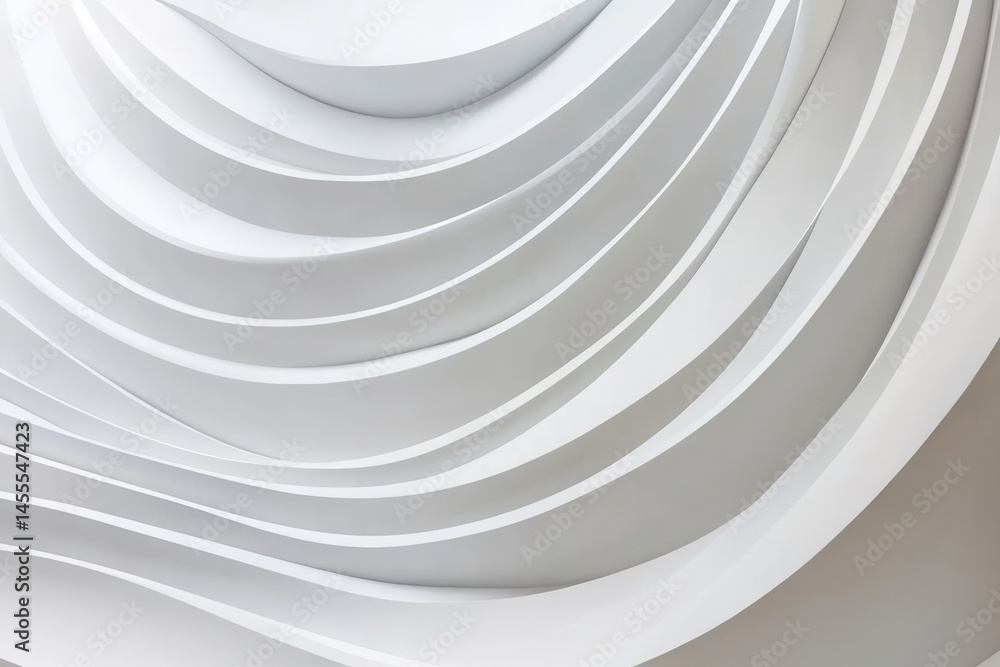 Poster abstract architectural design featuring smooth white curves and subtle shadows